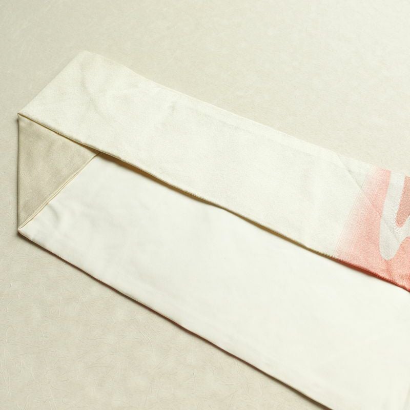 名古屋帯 太鼓柄 良品 正絹 流水・波柄 名古屋仕立て 白_画像30