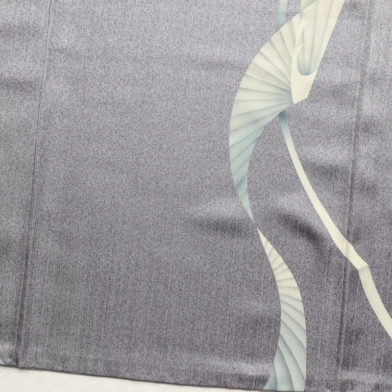 付け下げ 正絹 金彩 古典柄 箔 附下 身丈157.5cm 裄丈63cm 袷仕立て グレー_画像14