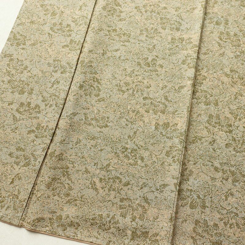 小紋 美品 しつけ糸付き 正絹 花柄 袷仕立て 身丈166.5cm 裄丈66.5cm ベージュ_画像4