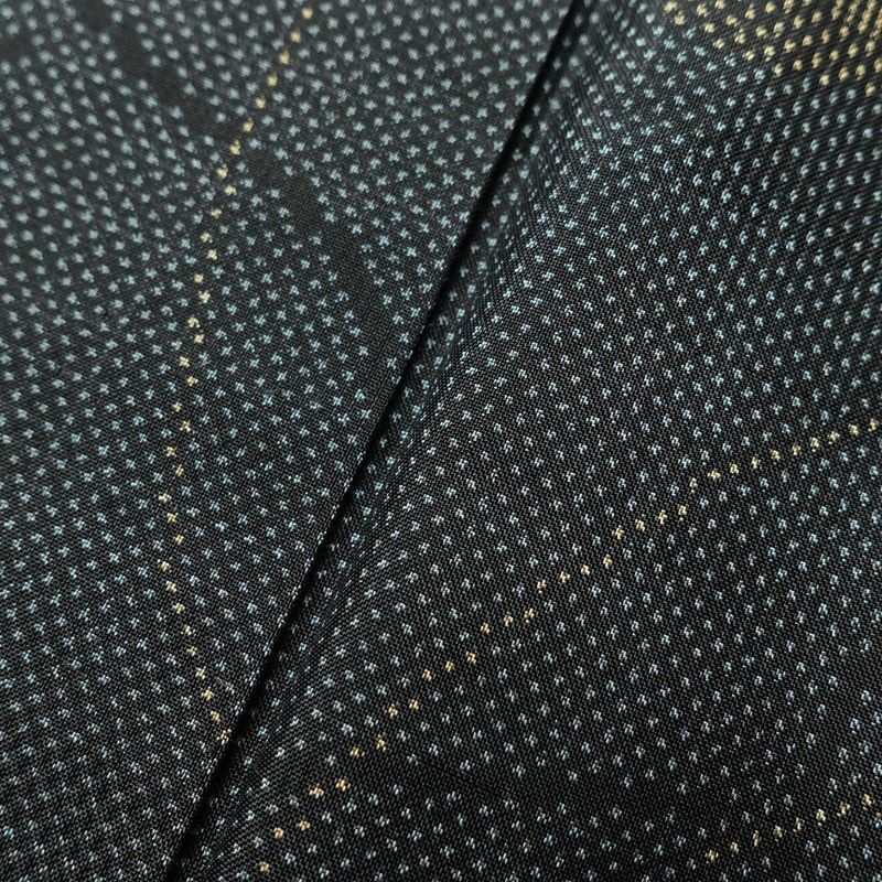 紬 正絹 木の葉・植物柄 紬着物 袷仕立て 身丈155cm 裄丈65cm 青・紺_画像8