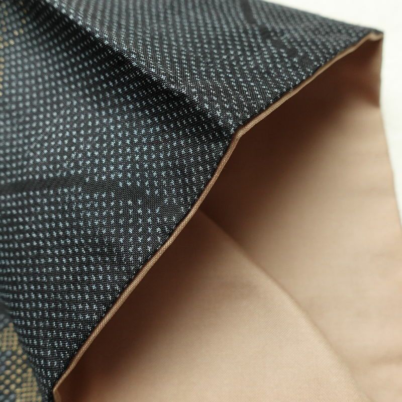 紬 正絹 木の葉・植物柄 紬着物 袷仕立て 身丈155cm 裄丈65cm 青・紺_画像16