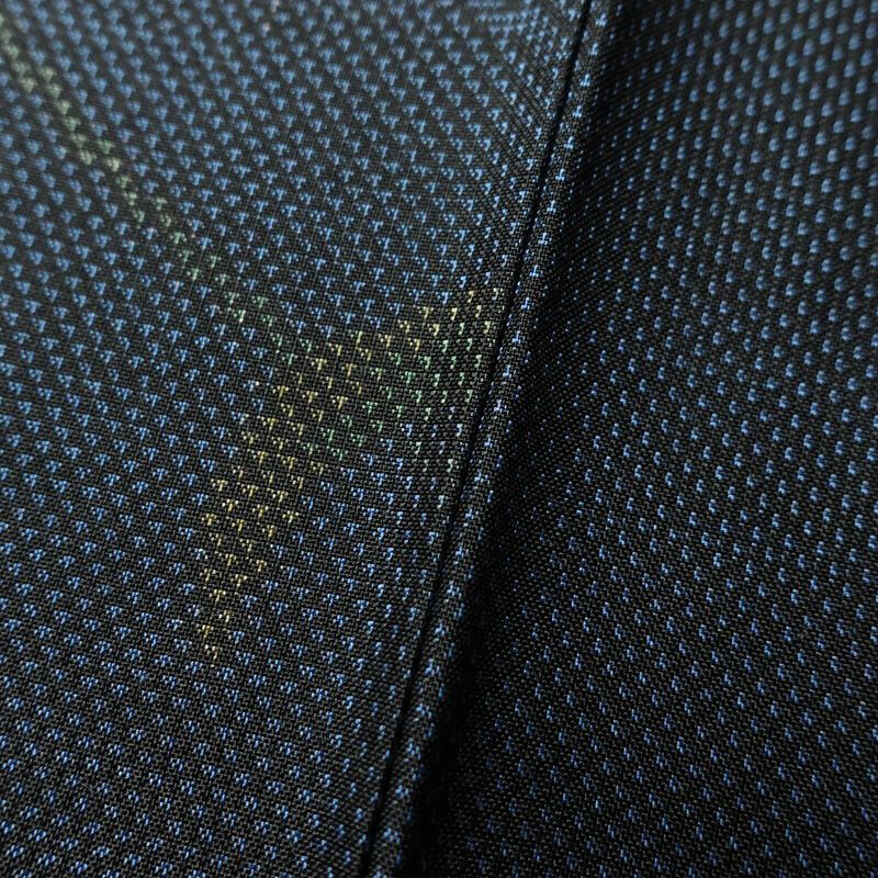 紬 良品 正絹 紬着物 花柄 袷仕立て 身丈159.5cm 裄丈65cm 青・紺_画像9