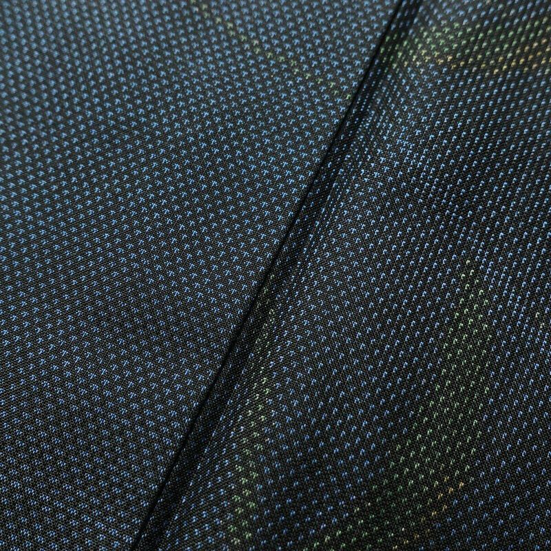 紬 良品 正絹 紬着物 花柄 袷仕立て 身丈159.5cm 裄丈65cm 青・紺_画像10