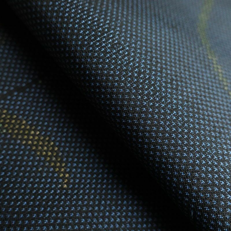 紬 良品 正絹 紬着物 花柄 袷仕立て 身丈159.5cm 裄丈65cm 青・紺_画像29