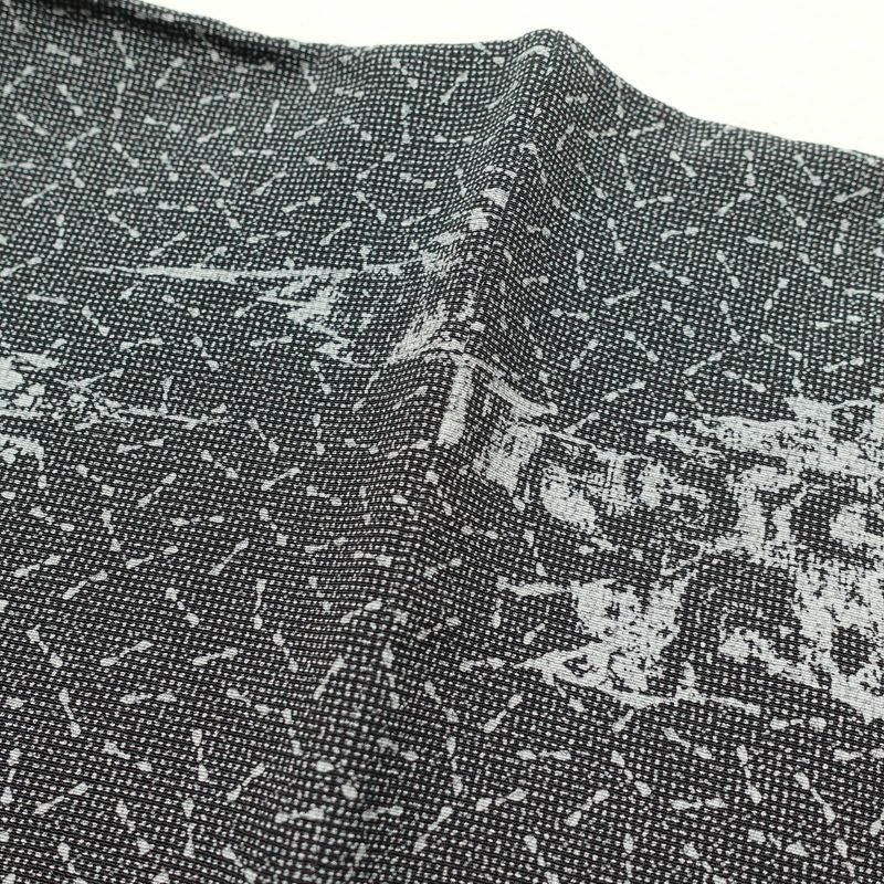 小紋 良品 ちりめん 着物 正絹 幾何学柄・抽象柄 身丈162cm 裄丈67cm 袷仕立て グレー_画像19