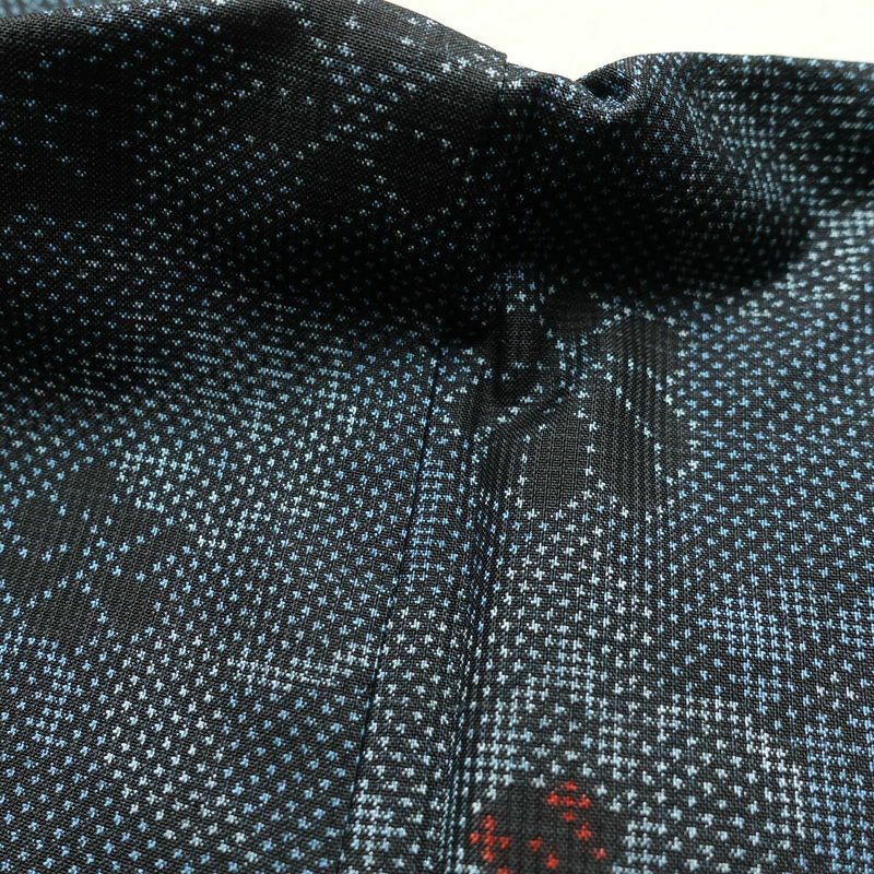 紬 正絹 紬着物 花柄 袷仕立て つむぎ 身丈155.5cm 裄丈63cm 青・紺_画像22