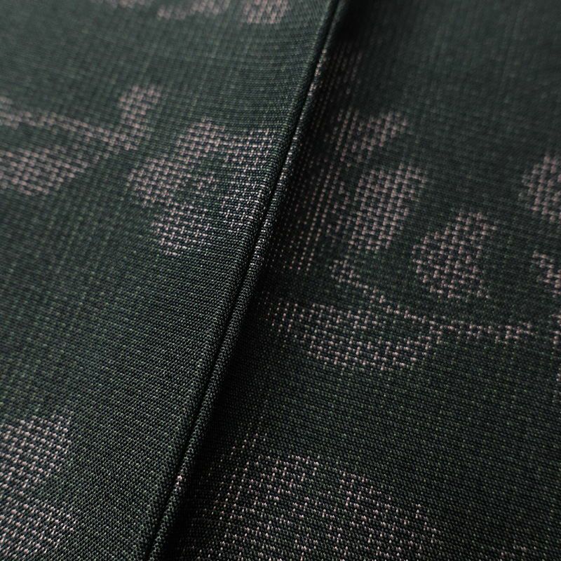 紬 良品 しつけ糸付き 着物 つむぎ 正絹 身丈155.5cm 裄丈65.5cm 花柄 袷仕立て 黒_画像9