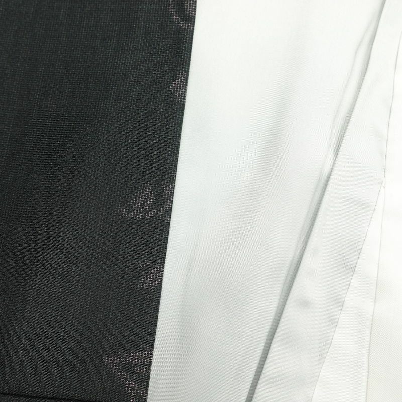 紬 良品 しつけ糸付き 着物 つむぎ 正絹 身丈155.5cm 裄丈65.5cm 花柄 袷仕立て 黒_画像23