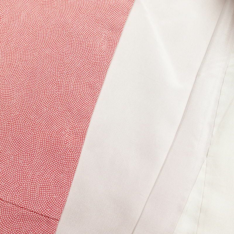 小紋 美品 鮫小紋 しつけ糸付き 正絹 身丈153.5cm 裄丈65cm 古典柄 袷仕立て ピンク_画像23