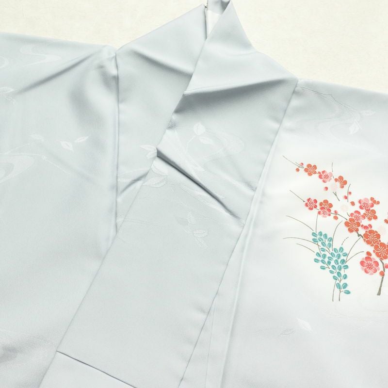 付け下げ しつけ糸付き ポリエステル 附下 身丈163.5cm 裄丈65cm 古典柄 袷仕立て 青・紺_画像25