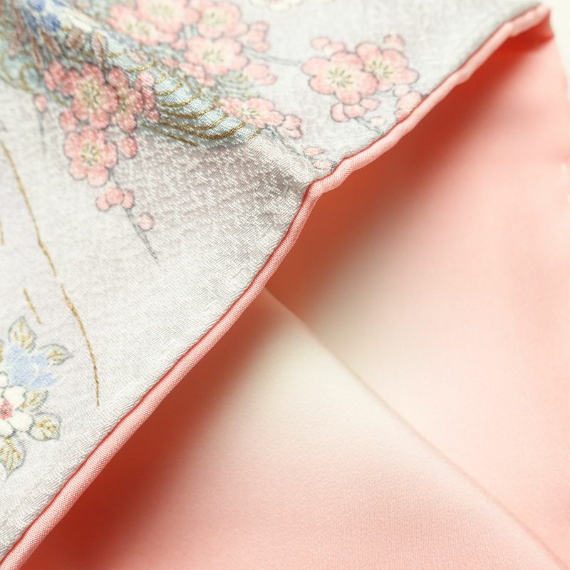 小紋 美品 しつけ糸付き 正絹 金彩 花柄 身丈159.5cm 裄丈64.5cm 袷仕立て 紫・藤色_画像18