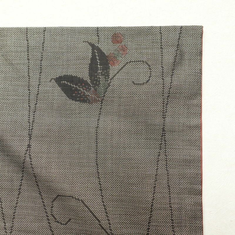 本場奄美大島紬 美品 証紙あり 正絹 木の葉・植物柄 身丈164cm 裄丈65cm 袷仕立て 茶_画像16