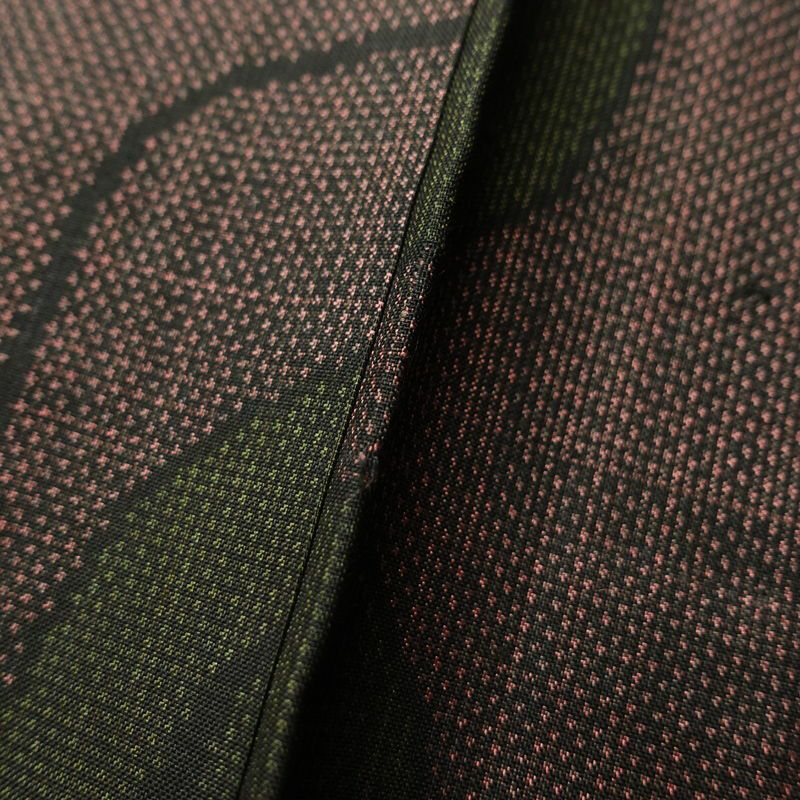 紬 良品 しつけ糸付き 正絹 幾何学柄・抽象柄 身丈156cm 裄丈63cm 袷仕立て 小豆・エンジ_画像11