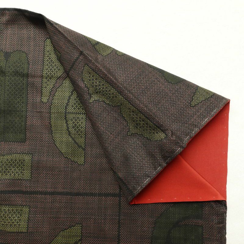 紬 良品 しつけ糸付き 正絹 幾何学柄・抽象柄 身丈156cm 裄丈63cm 袷仕立て 小豆・エンジ_画像18