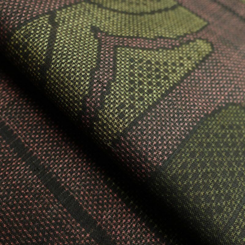 紬 良品 しつけ糸付き 正絹 幾何学柄・抽象柄 身丈156cm 裄丈63cm 袷仕立て 小豆・エンジ_画像28