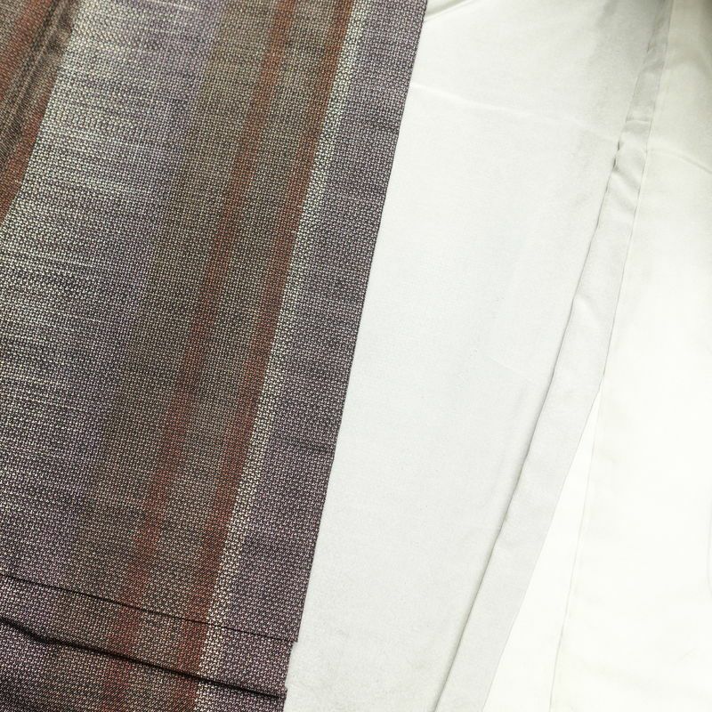 紬 良品 正絹 紬着物 縞柄・線柄 袷仕立て 身丈162cm 裄丈66cm 紫・藤色_画像23