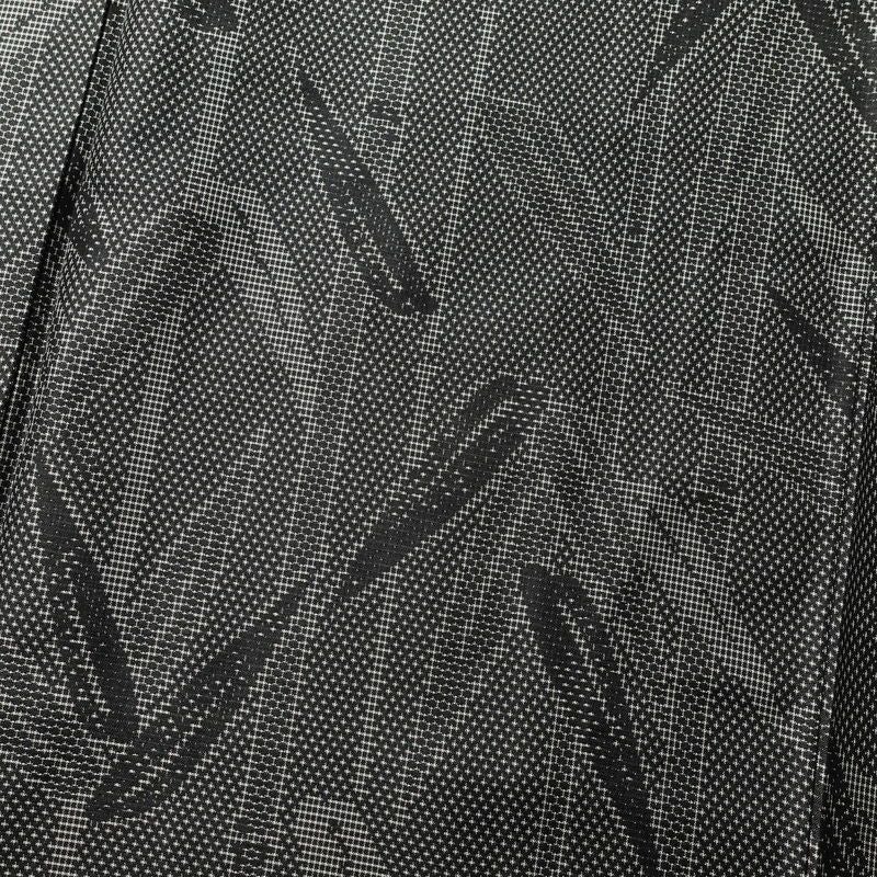 紬 美品 しつけ糸付き 正絹 木の葉・植物柄 身丈164.5cm 裄丈66.5cm 袷仕立て グレー_画像6