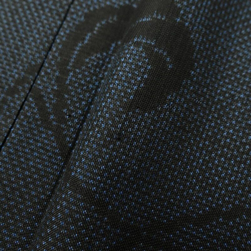 大島紬 純泥染 証紙あり 正絹 花柄 袷仕立て 身丈156cm 裄丈64cm 青・紺_画像7