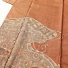 訪問着 紬地 良品 スワトウ刺繍 一つ紋付き 身丈164cm 裄丈66.5cm 正絹 幾何学柄・抽象柄 袷仕立て 茶_画像5