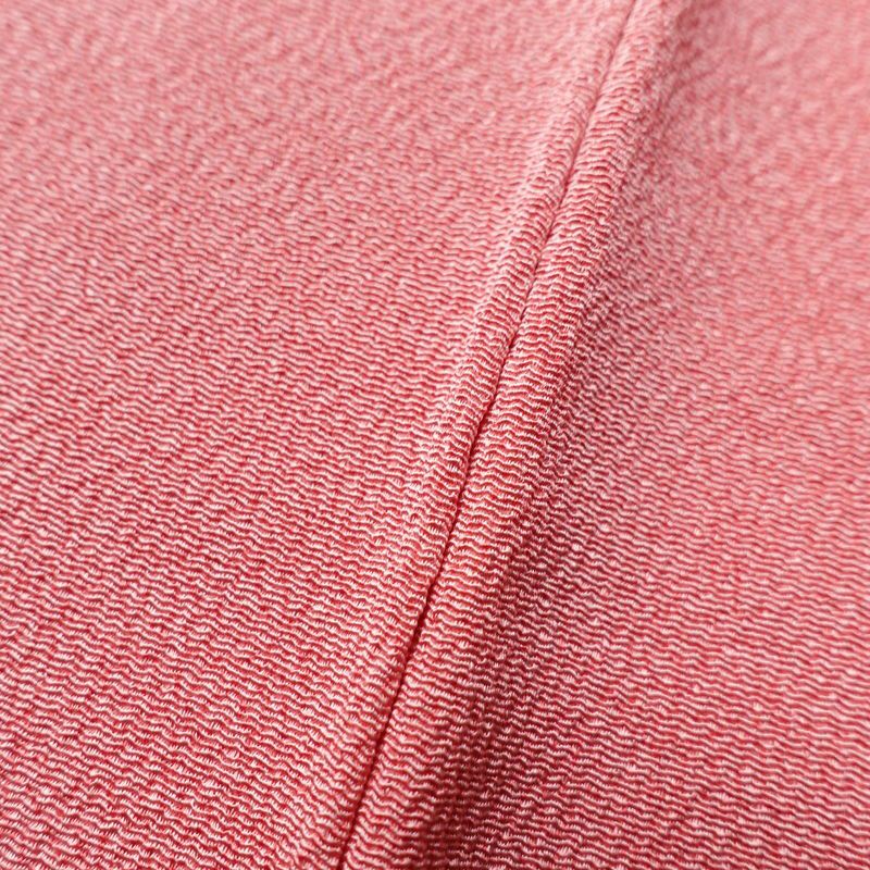 小紋 美品 しつけ糸付き 縮緬 正絹 木の葉・植物柄 身丈160.5cm 裄丈65.5cm 袷仕立て ピンク_画像9