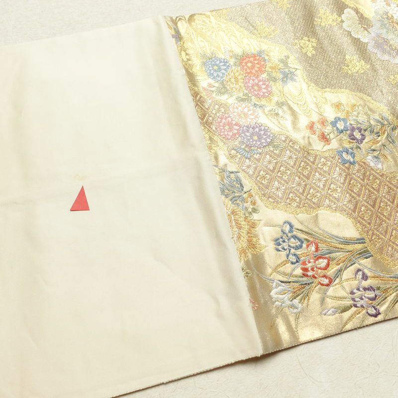 袋帯 本金箔 道長清雅文 西陣織 六通柄 フォーマル用 正絹 古典柄 ベージュ_画像23