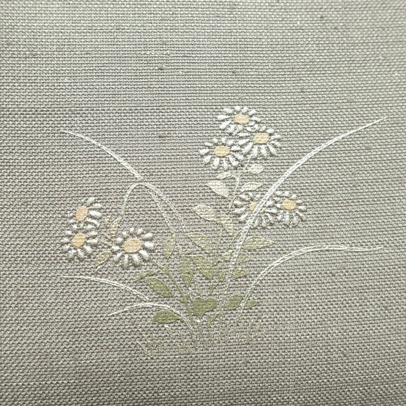 袋帯 太鼓柄 由水人形図 フォーマル用 正絹 銀彩 人物・動物柄 グレー_画像9