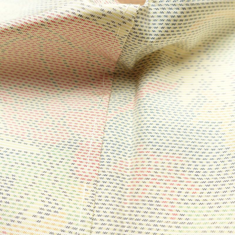 大島紬 良品 証紙あり しつけ糸付き 正絹 身丈161.5cm 裄丈65.5cm 木の葉・植物柄 袷仕立て クリーム_画像22