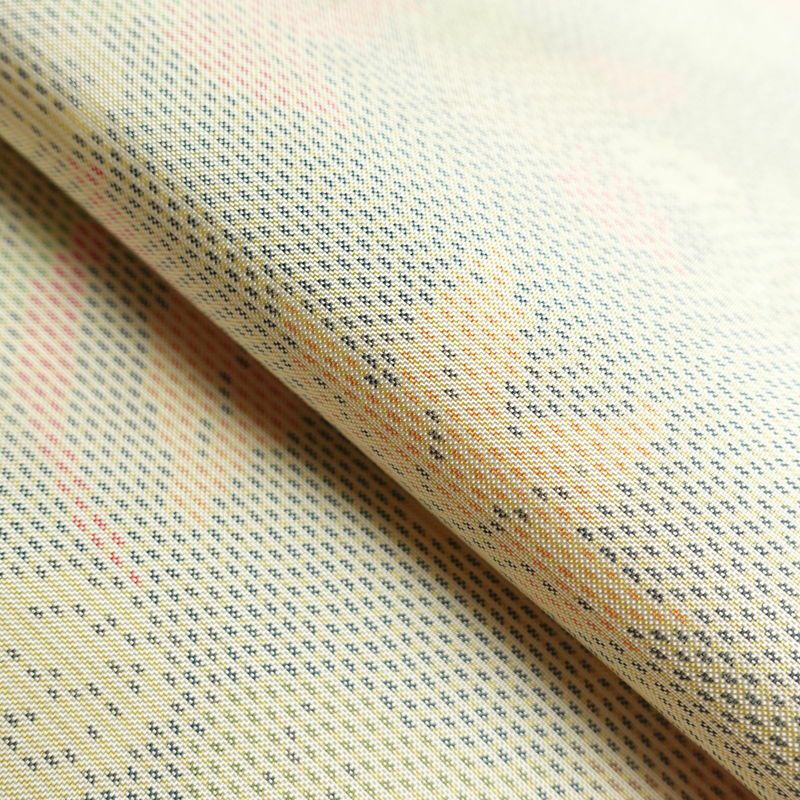 大島紬 良品 証紙あり しつけ糸付き 正絹 身丈161.5cm 裄丈65.5cm 木の葉・植物柄 袷仕立て クリーム_画像27