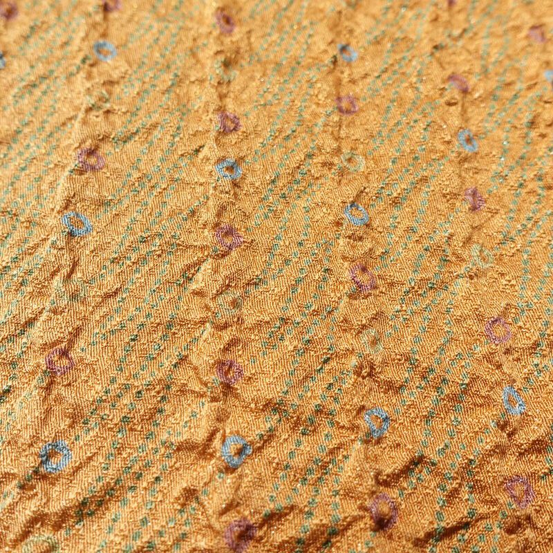 付け下げ 美品 一つ紋付き 正絹 ふくれ織 身丈158cm 裄丈65.5cm 幾何学柄・抽象柄 袷仕立て 茶_画像9