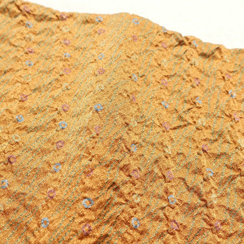 付け下げ 美品 一つ紋付き 正絹 ふくれ織 身丈158cm 裄丈65.5cm 幾何学柄・抽象柄 袷仕立て 茶_画像20