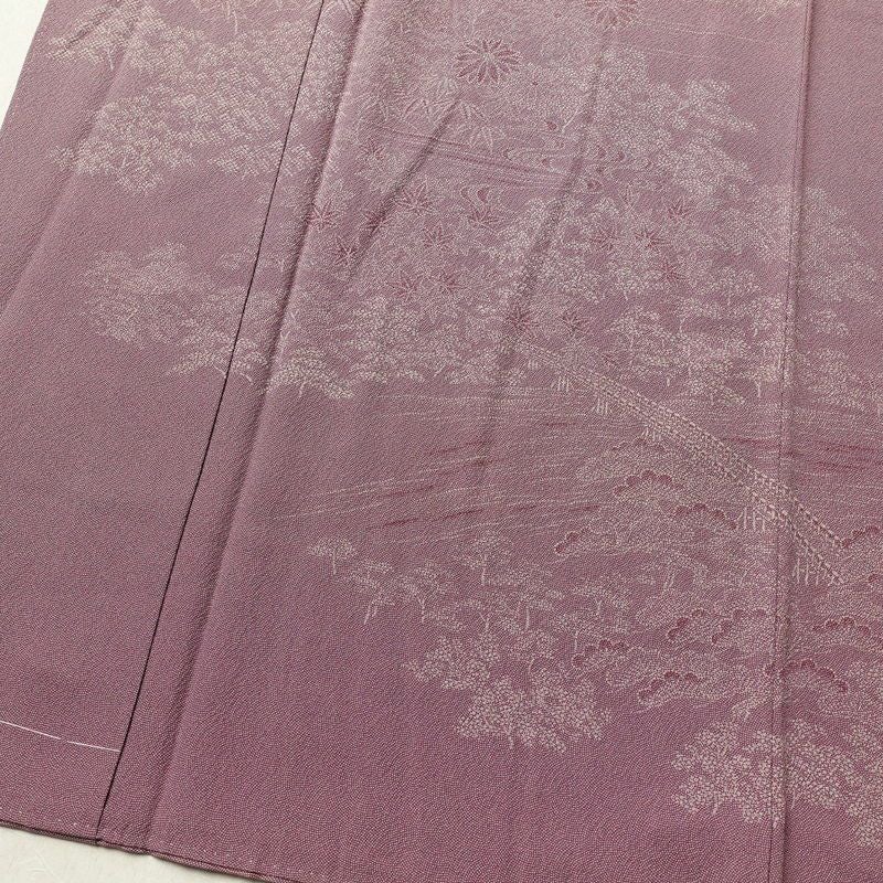 付け下げ 鮫小紋 矢田昇作 伝統工芸士伊勢錐彫士 身丈158.5cm 裄丈64.5cm 良品 縮緬 正絹 古典柄 袷仕立て 紫・藤色_画像4