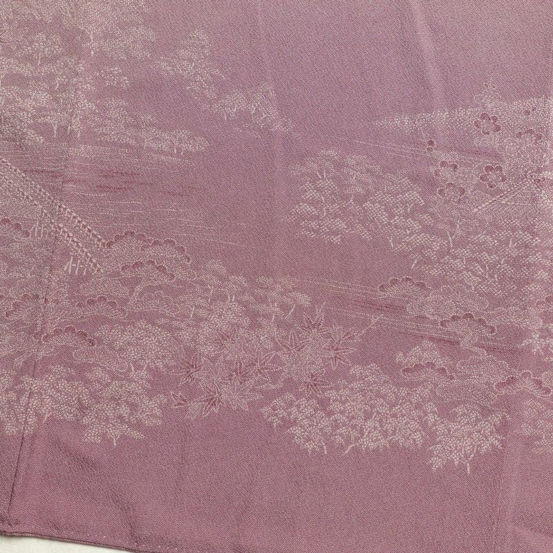 付け下げ 鮫小紋 矢田昇作 伝統工芸士伊勢錐彫士 身丈158.5cm 裄丈64.5cm 良品 縮緬 正絹 古典柄 袷仕立て 紫・藤色_画像14