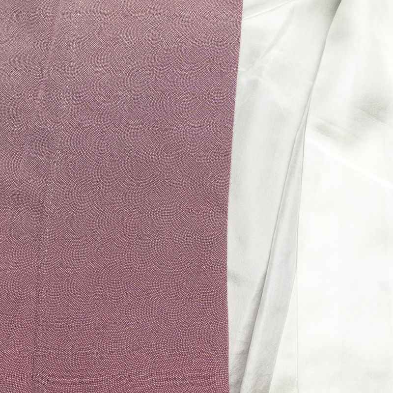 付け下げ 鮫小紋 矢田昇作 伝統工芸士伊勢錐彫士 身丈158.5cm 裄丈64.5cm 良品 縮緬 正絹 古典柄 袷仕立て 紫・藤色_画像26