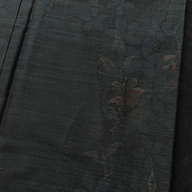 紬 良品 しつけ糸付き 紬着物 正絹 花柄 袷仕立て 青・紺_画像6