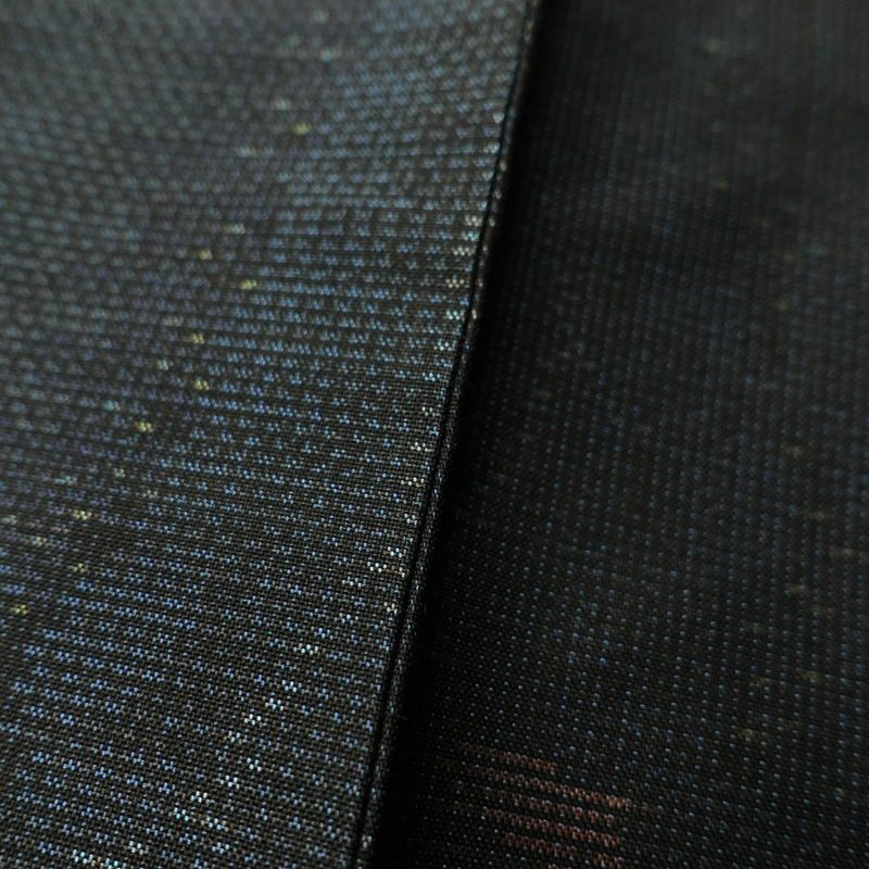 紬 良品 しつけ糸付き 紬着物 正絹 花柄 袷仕立て 青・紺_画像9