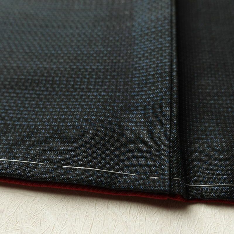 紬 良品 しつけ糸付き 紬着物 正絹 花柄 袷仕立て 青・紺_画像11