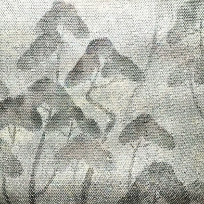 袋帯 リバーシブル 太鼓柄 良品 フォーマル用 正絹 木の葉・植物柄 鶴 グレー_画像2