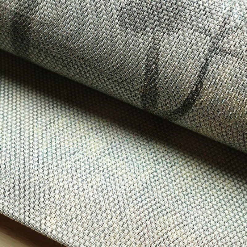 袋帯 リバーシブル 太鼓柄 良品 フォーマル用 正絹 木の葉・植物柄 鶴 グレー_画像8