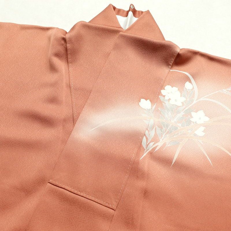 訪問着 良品 一つ紋付き 正絹 花柄 袷仕立て 身丈161cm 裄丈64.5cm 金彩 刺繍 茶_画像14