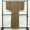 小紋 良品 縮緬 正絹 木の葉・植物柄 袷仕立て 身丈154cm 裄丈62.5cm 茶_画像2