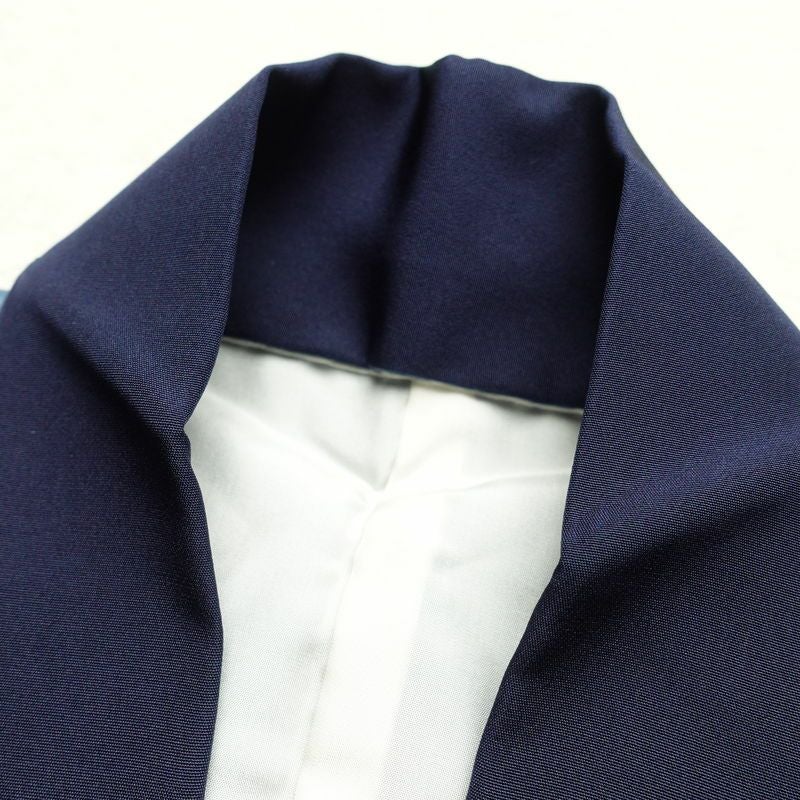 男性用 襦袢 美品 しつけ糸付き 半衿付き 正絹 縞柄・線柄 袷仕立て 身丈136cm 裄丈70cm 青・紺_画像17