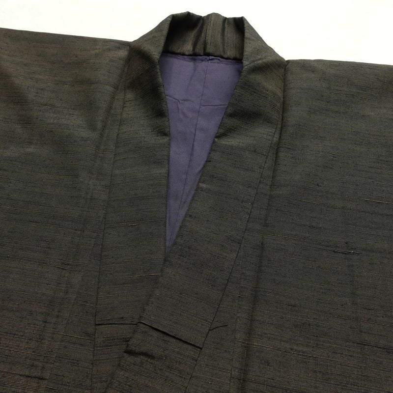 男性用 紬着物 良品 アンサンブル セット品 正絹 無地 袷仕立て 身丈144.5cm 裄丈68.5cm 茶_画像12