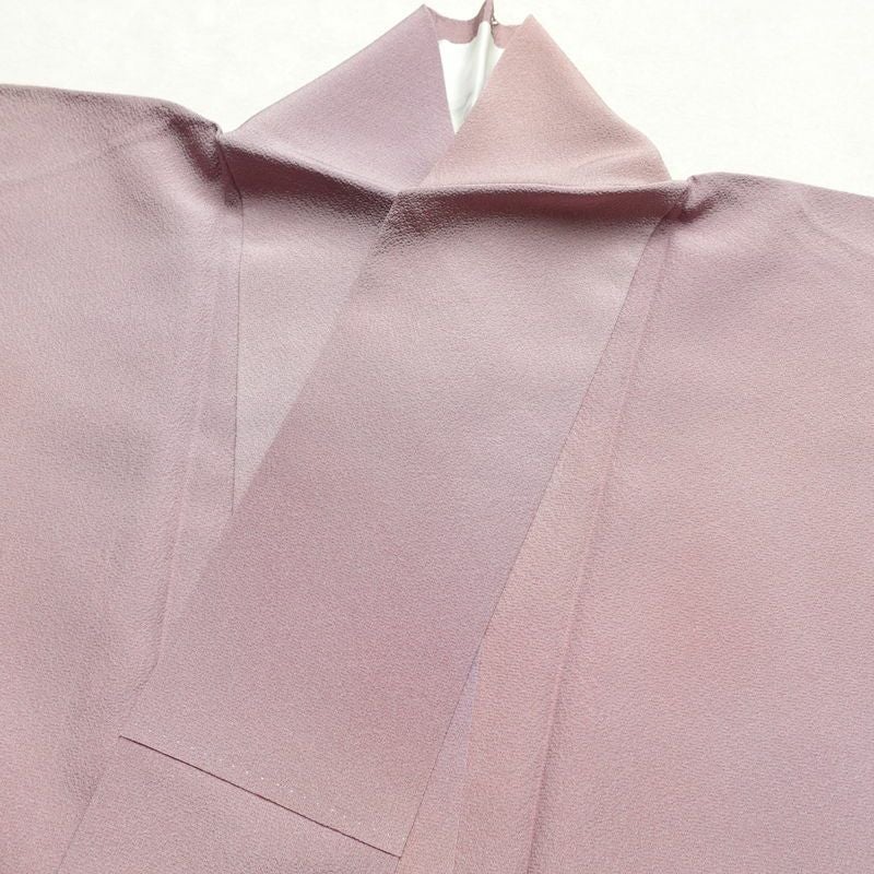 小紋 斉藤三才 落款入り しつけ糸付き 一つ紋付き 縮緬 正絹 その他の柄 袷仕立て 身丈163cm 裄丈63cm 紫・藤色_画像14