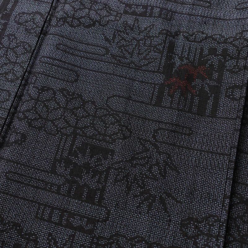 紬 良品 正絹 古典柄 袷仕立て 身丈159cm 裄丈67cm 紬着物 青・紺_画像5