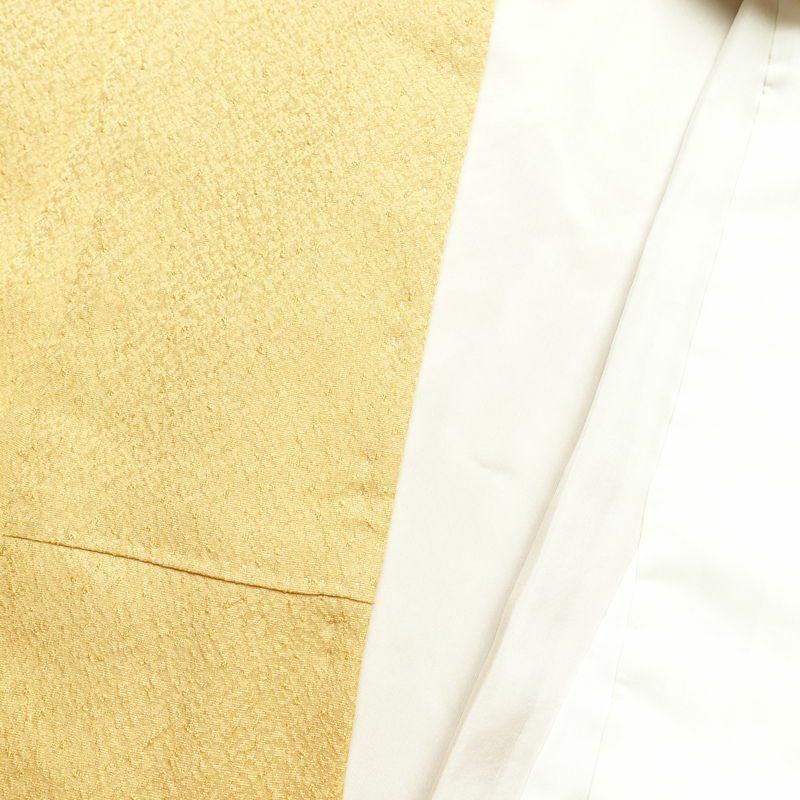 色無地 美品 しつけ糸付き 一つ紋付き 正絹 無地 袷仕立て 身丈156.5cm 裄丈66.5cm 着物 黄・黄土色_画像16