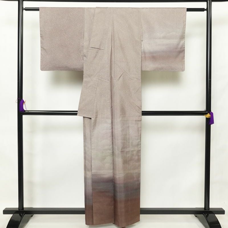 付け下げ 紬地 ぼかし染め 正絹 その他の柄 袷仕立て 身丈158.5cm 裄丈65.5cm 附下 着物 紫・藤色_画像2