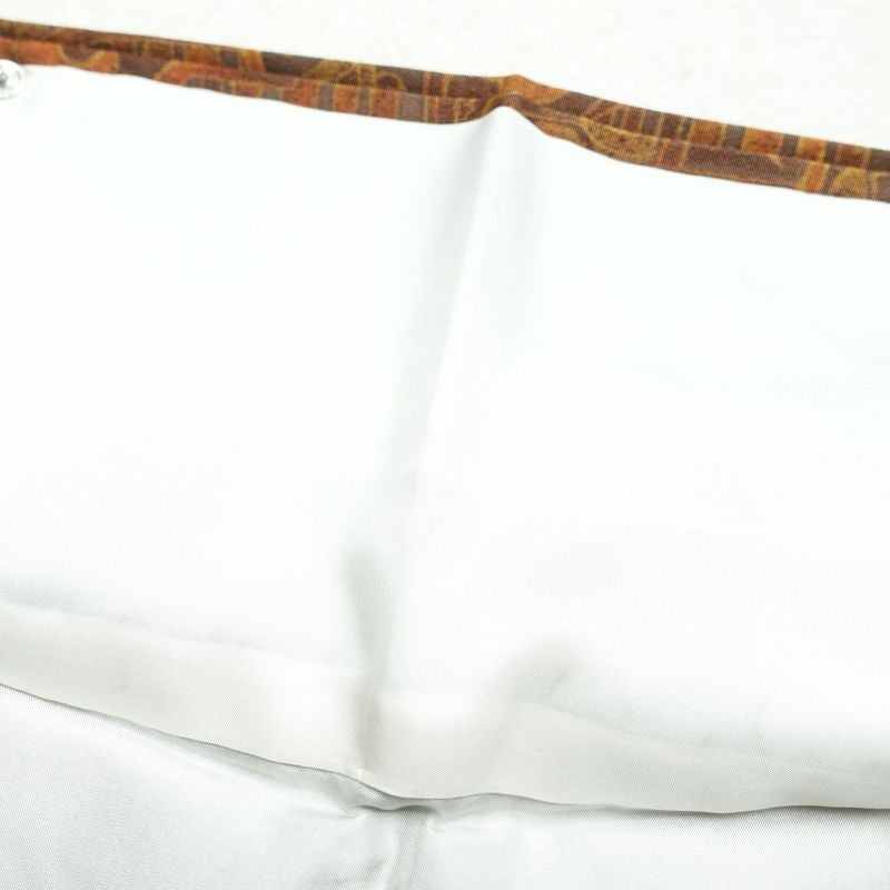 小紋 縮緬 正絹 幾何学柄・抽象柄 袷仕立て 身丈157.5cm 裄丈64cm 茶_画像17