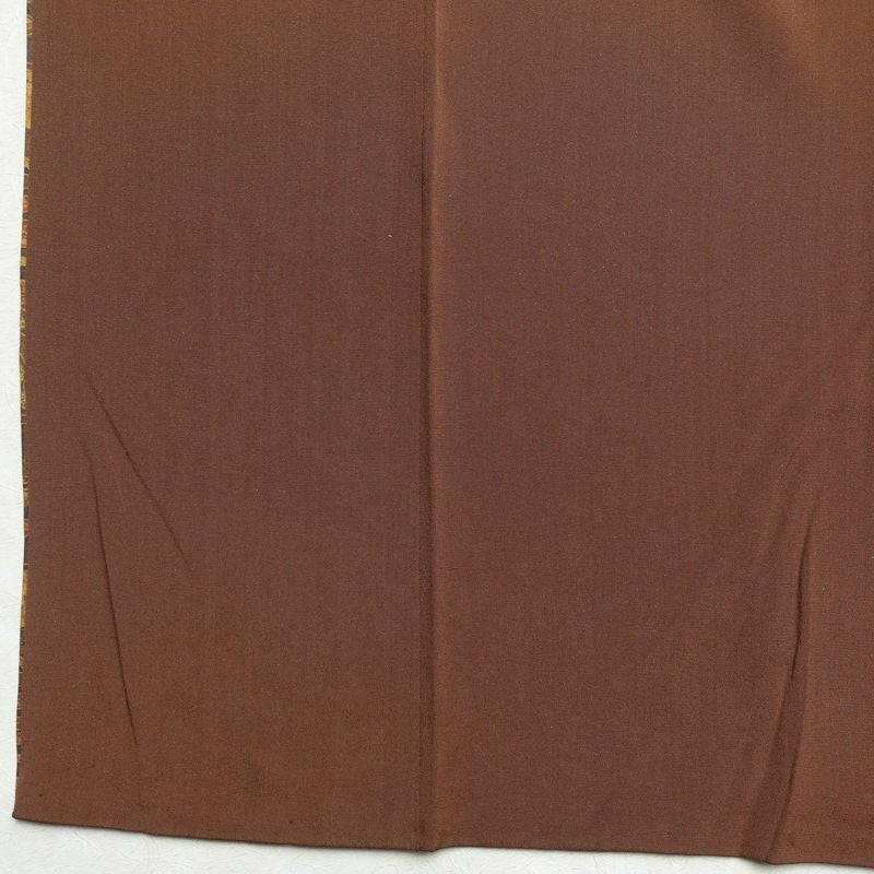小紋 縮緬 正絹 幾何学柄・抽象柄 袷仕立て 身丈157.5cm 裄丈64cm 茶_画像19