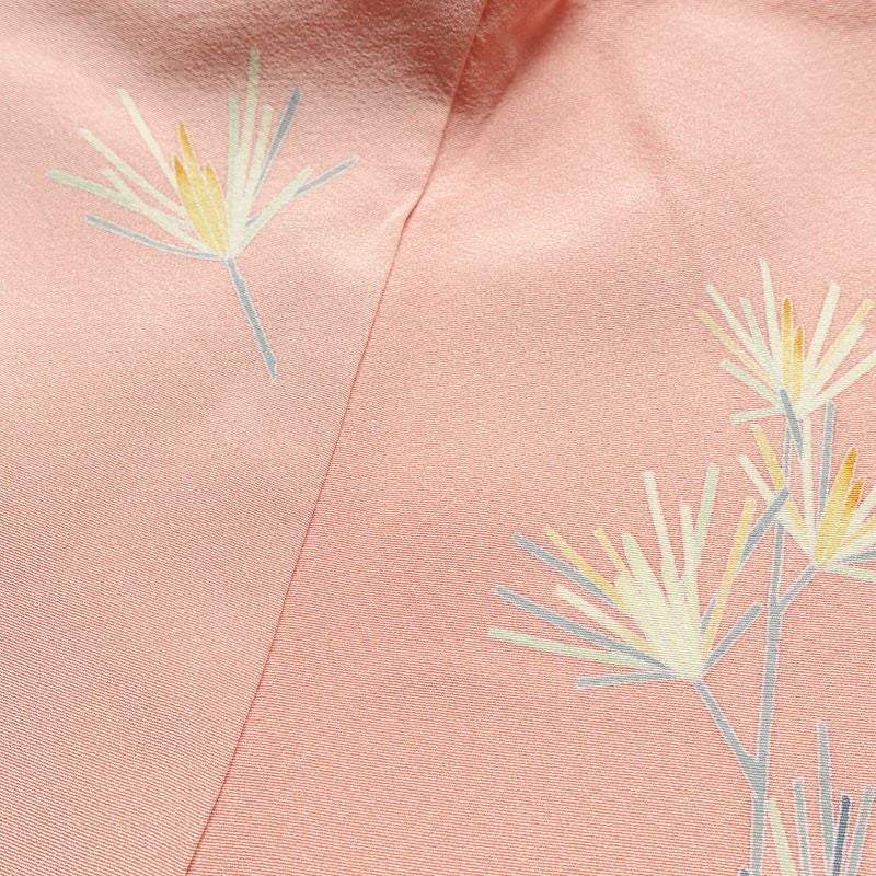 訪問着 美品 しつけ糸付き 落款入り 縮緬 正絹 花柄 袷仕立て 身丈163cm 裄丈67.5cm 共八掛 ピンク_画像16