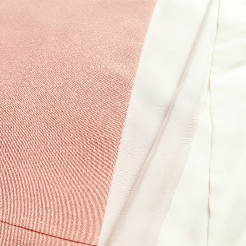 訪問着 美品 しつけ糸付き 落款入り 縮緬 正絹 花柄 袷仕立て 身丈163cm 裄丈67.5cm 共八掛 ピンク_画像17